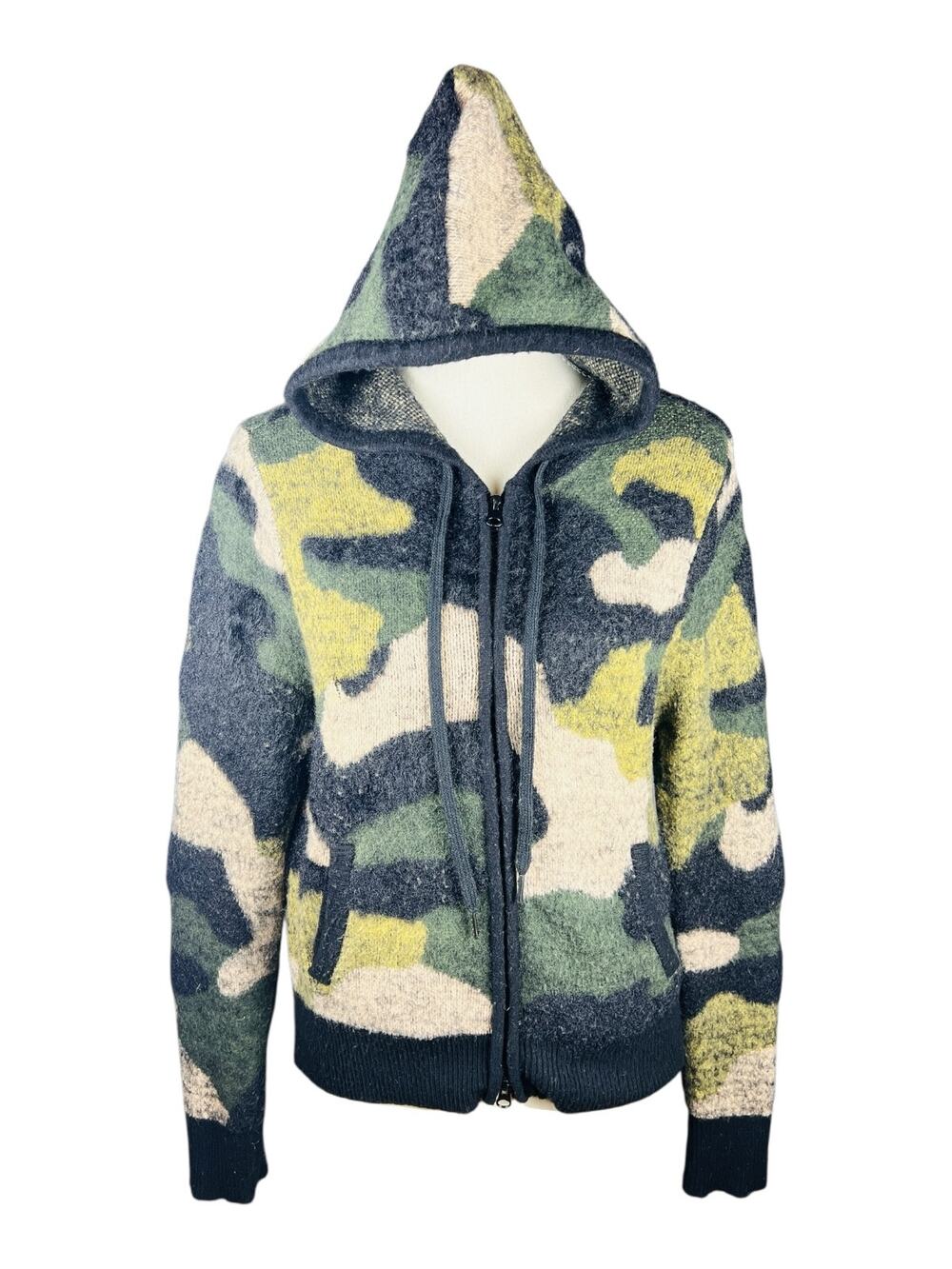 Anatomie Ciara 3D Camo Knit Zip Hoodie Luxury Lounge Sweater Size S